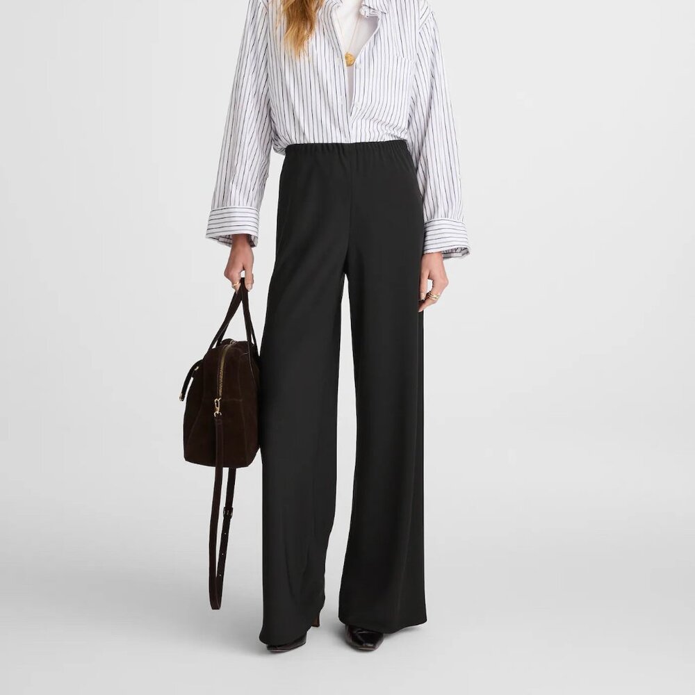 Madewell Softdrape Pull-On Wide Leg Pants Black Women’s Large EUC